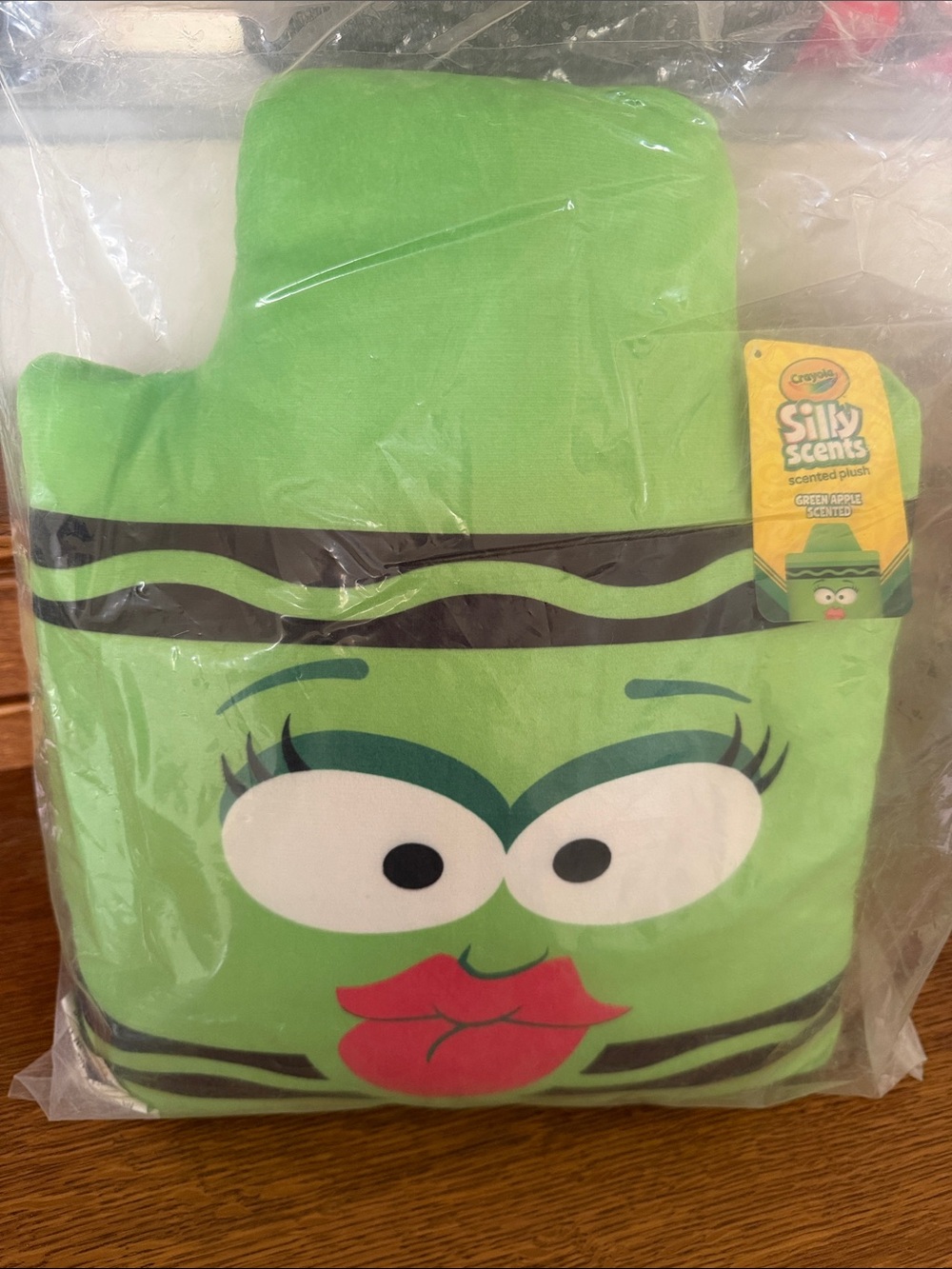 Crayola Silly Scents Green Apple Plush Pillow with Red Lips